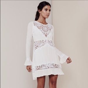 For Love & Lemons Valentina White Lace Mini Dress